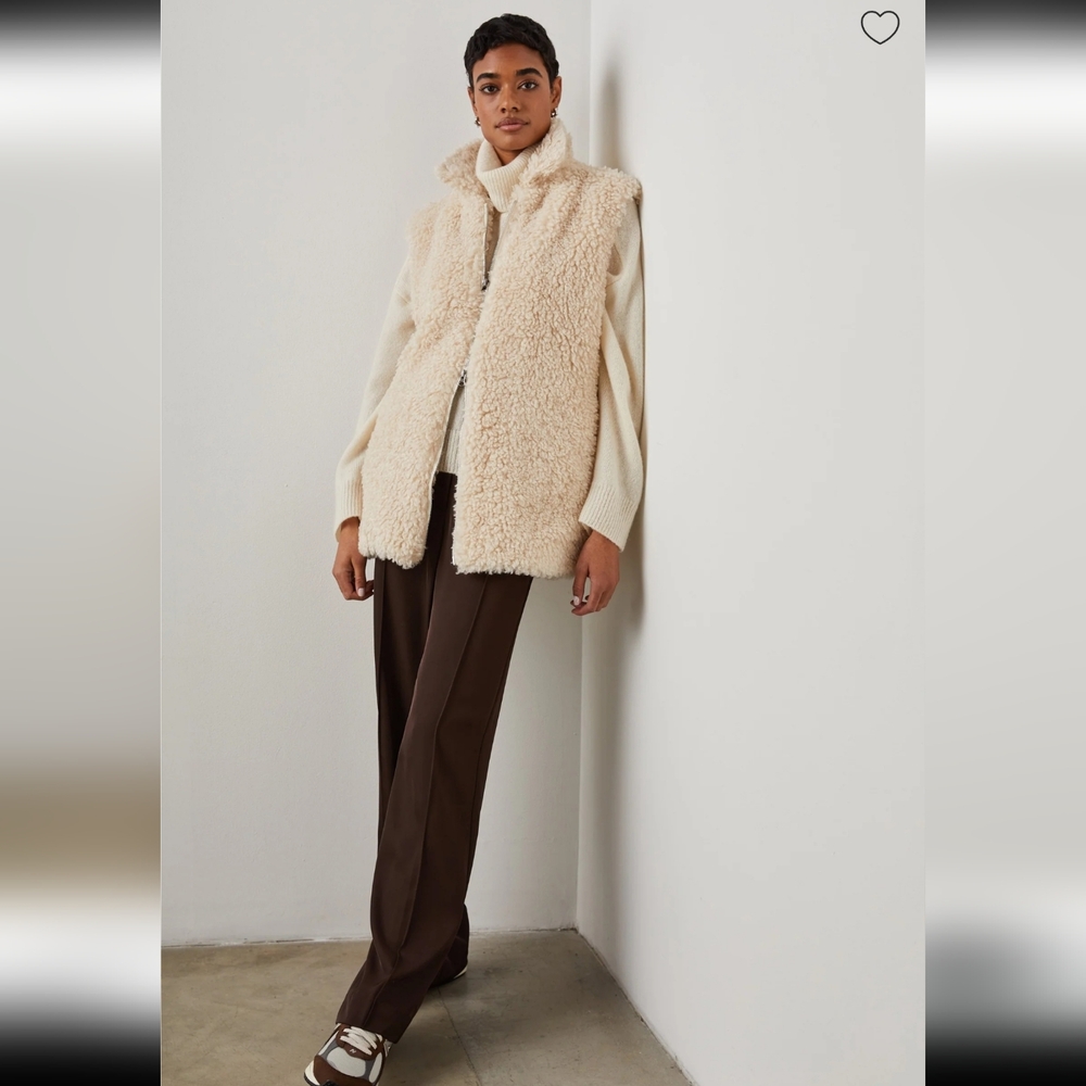 Rails Orion‎ Teddy Sherpa Vest Ivory Size Large Double Zipper